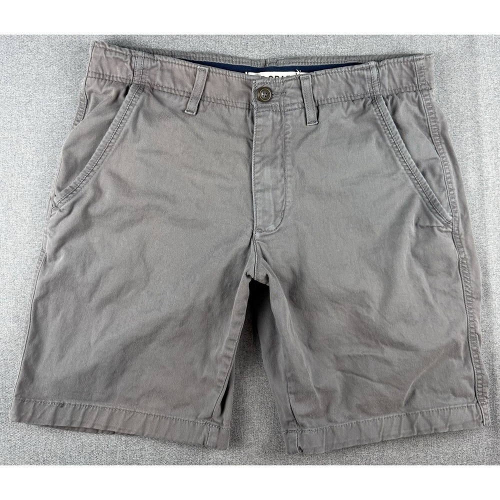 True Craft Gray Chino Shorts Men's 32W 9" Inseam Stretch Cotton Casual